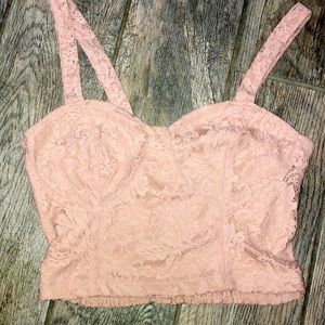 Charlotte Russe Womens Halter Top With Lace Overlay Size Large